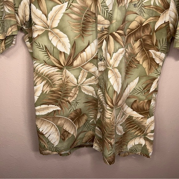 Vintage Medium Pierre Cardin Hawaiian Short Beige Olive Tropical Print Mens - Picture 4 of 14